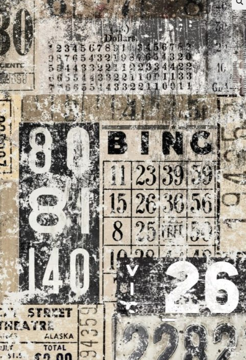 GRUNGE NUMBERS ROCYCLED DECOUPAGE TISSUE PAPER