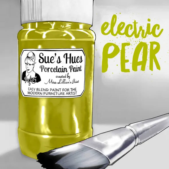 Sue's Hues Porcelain Paint: Electric Pear (yellow-green)| Chalk & Clay Paint |