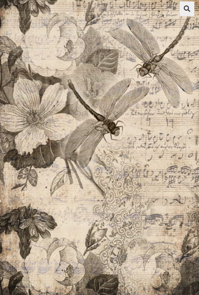 MUSICAL DRAGON FLIES ROCYCLED DECOUPAGE TISSUE PAPER