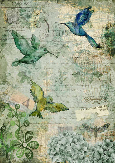 DECOUPAGE QUEEN DECOUPAGE PAPERS - AFTERNOON HUMMINGBIRDS 0120