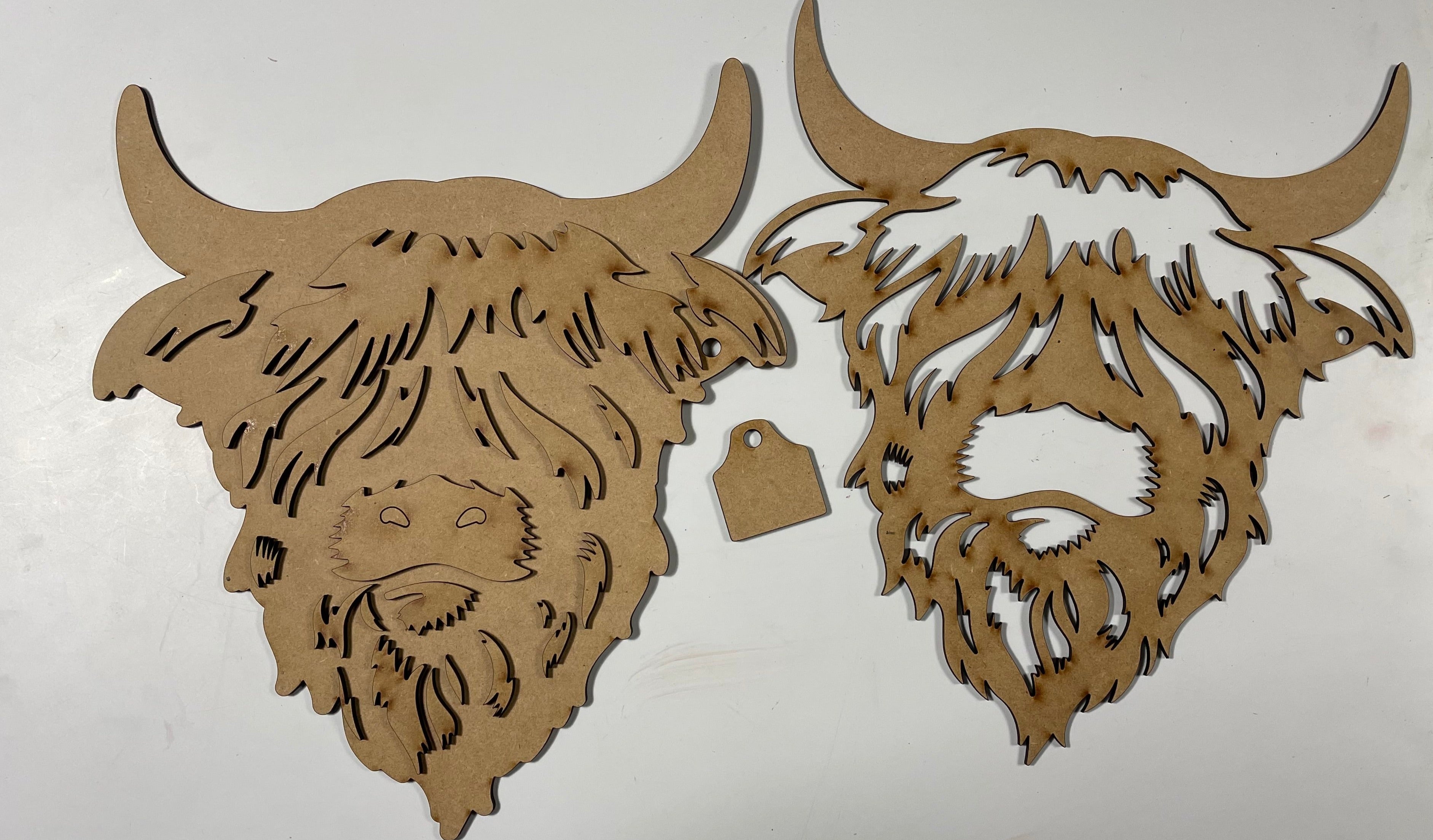 Cow, Unfinished Wooden Cutout Craft, Paint by Line