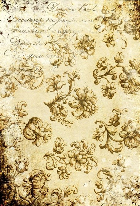 DISTRESSED GRUNGY FLORAL ROCYCLED DECOUPAGE TISSUE PAPER